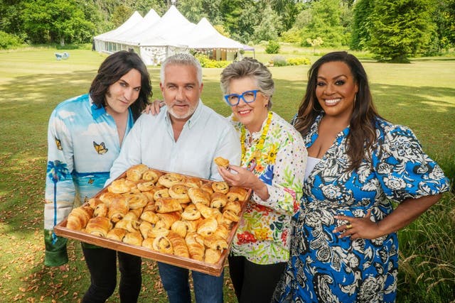 <p>Noel Fielding, Paul Hollywood, Prue Leith and Alison Hammond on The Great British Bake Off</p>