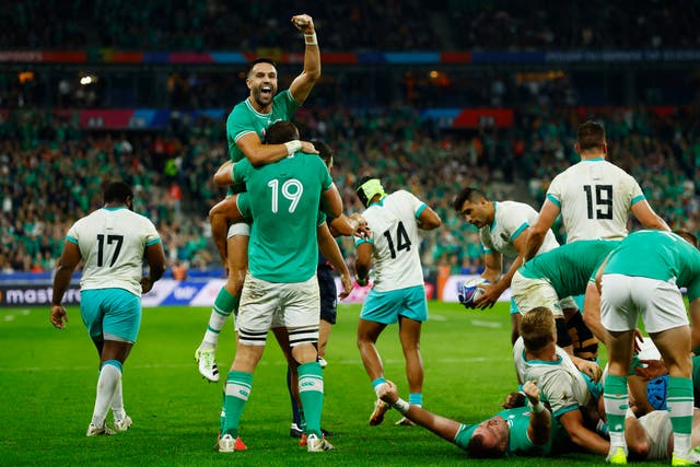 <p>Ireland celebrated a remarkable victory in Paris </p>