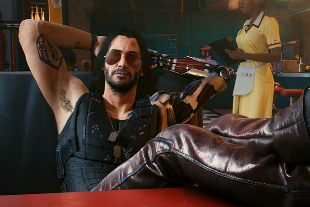 <p>‘Acting for video games is acting, pure and simple’: Keanu Reeves as Johnny Silverhand in the 2021 video game ‘Cyberpunk 2077’</p>