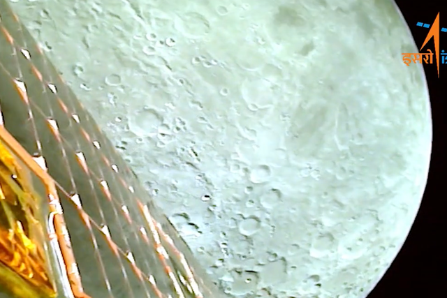 <p>Image of Moon as viewed by Chandrayaan-3 spacecraft during Lunar Orbit Insertion (LOI)</p>